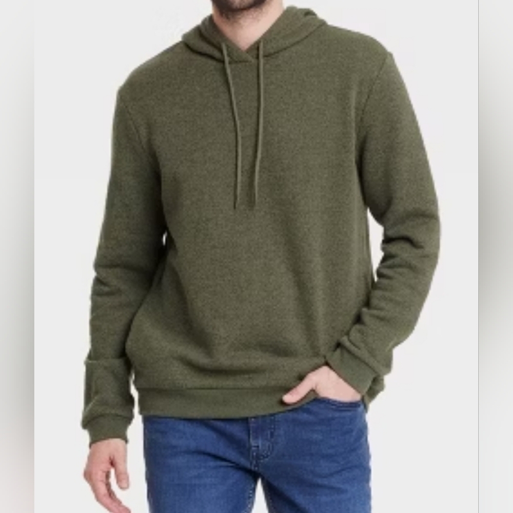Goodfellow & Co Olive Green Men's Textured Fleece Hooded Sweatshirt, XXL, NWOT!
